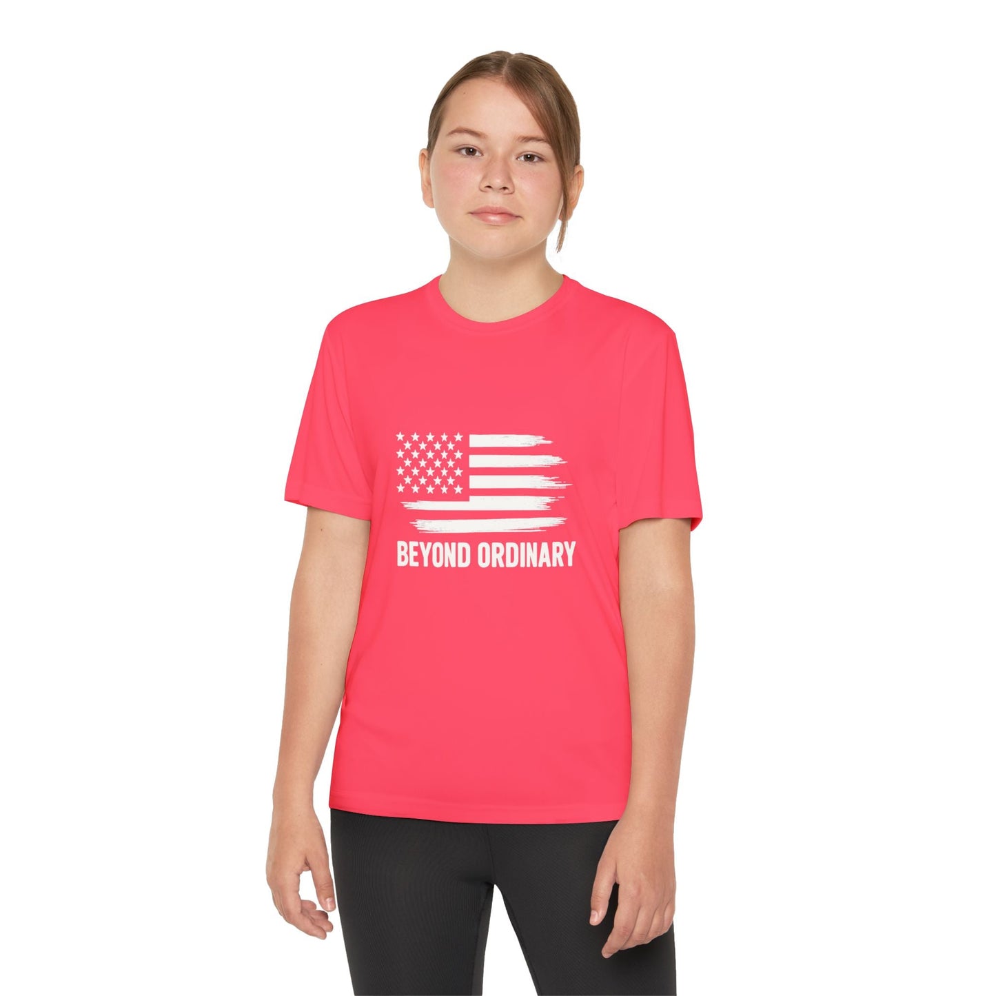 Youth Athletic T-Shirt | Perfect for Sports, Training, and Competitions | Lightweight, Breathable, Performance Wear, Beyond Ordinary American Flag By Trendy Life Gadgets - Trendy Life Gadgets