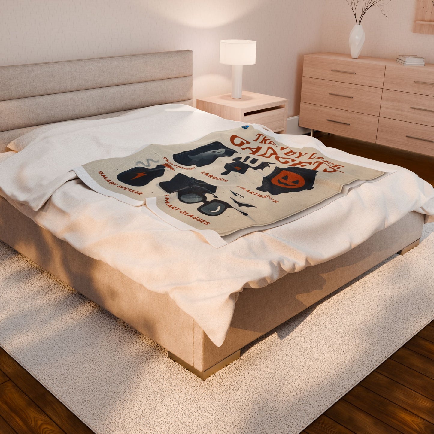 Trendy Life Gadgets Plush Blanket | Cozy Throw for Tech Lovers, Gift for Geeky Friends, Halloween & Home Decor