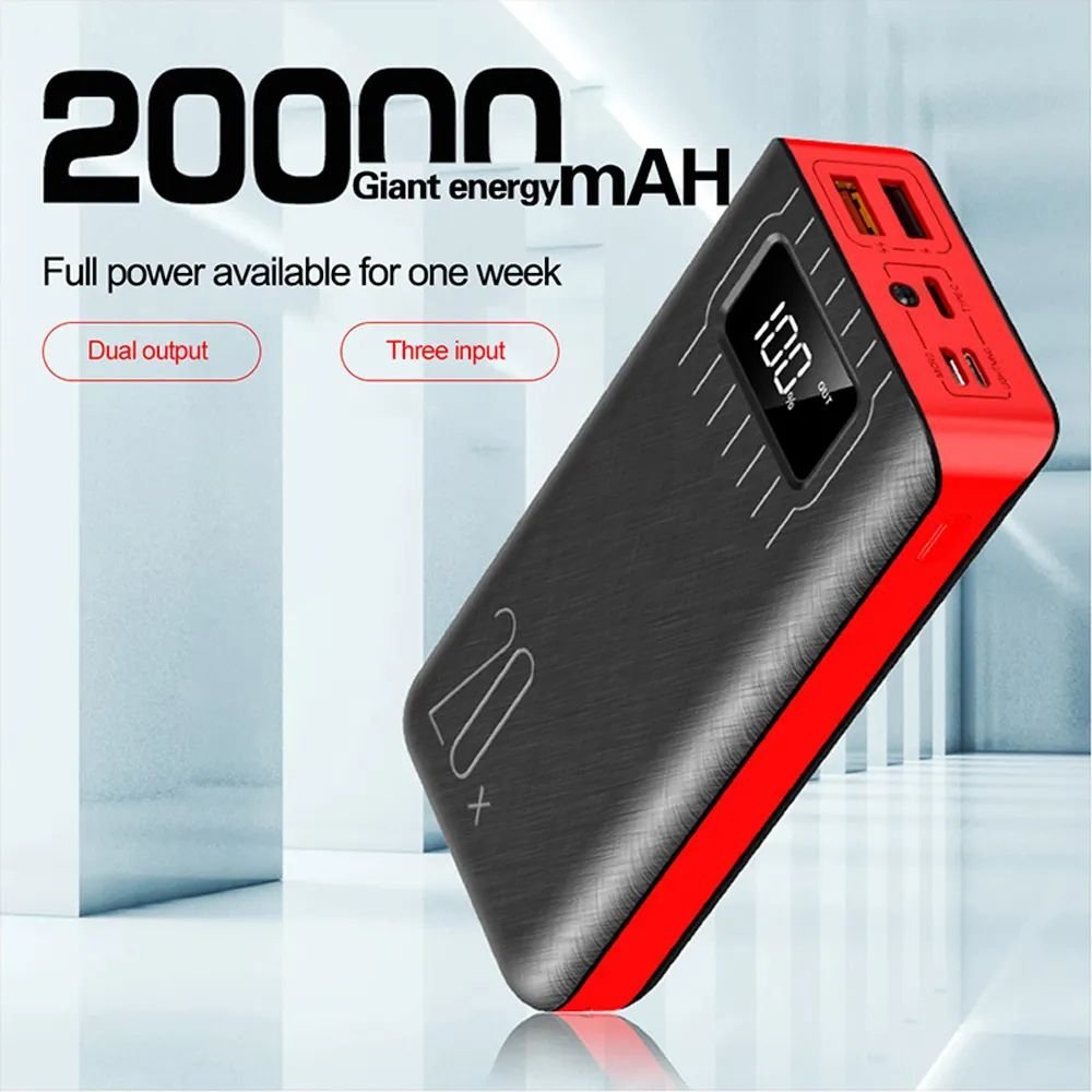 20000mAh External Battery Power Bank Dual USB With LED Flashlight - Trendy Life Gadgets