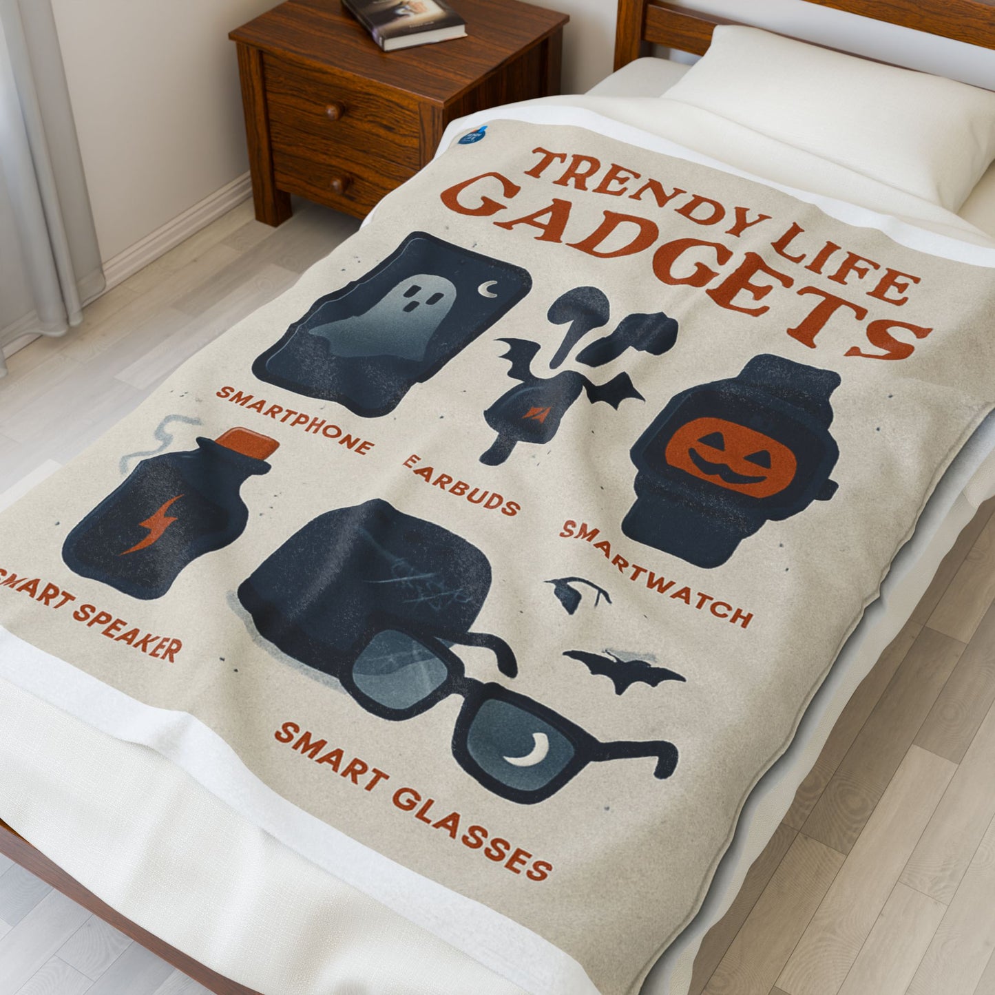 Trendy Life Gadgets Plush Blanket | Cozy Throw for Tech Lovers, Gift for Geeky Friends, Halloween & Home Decor