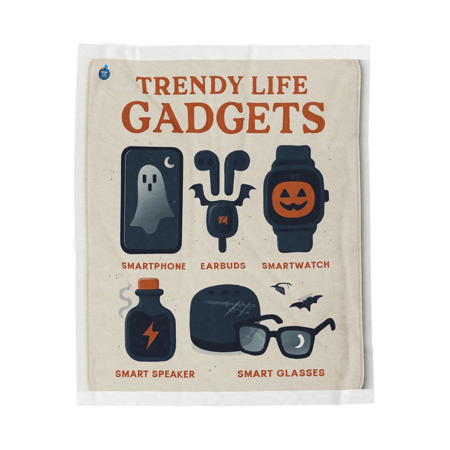 Trendy Life Gadgets Plush Blanket | Cozy Throw for Tech Lovers, Gift for Geeky Friends, Halloween & Home Decor