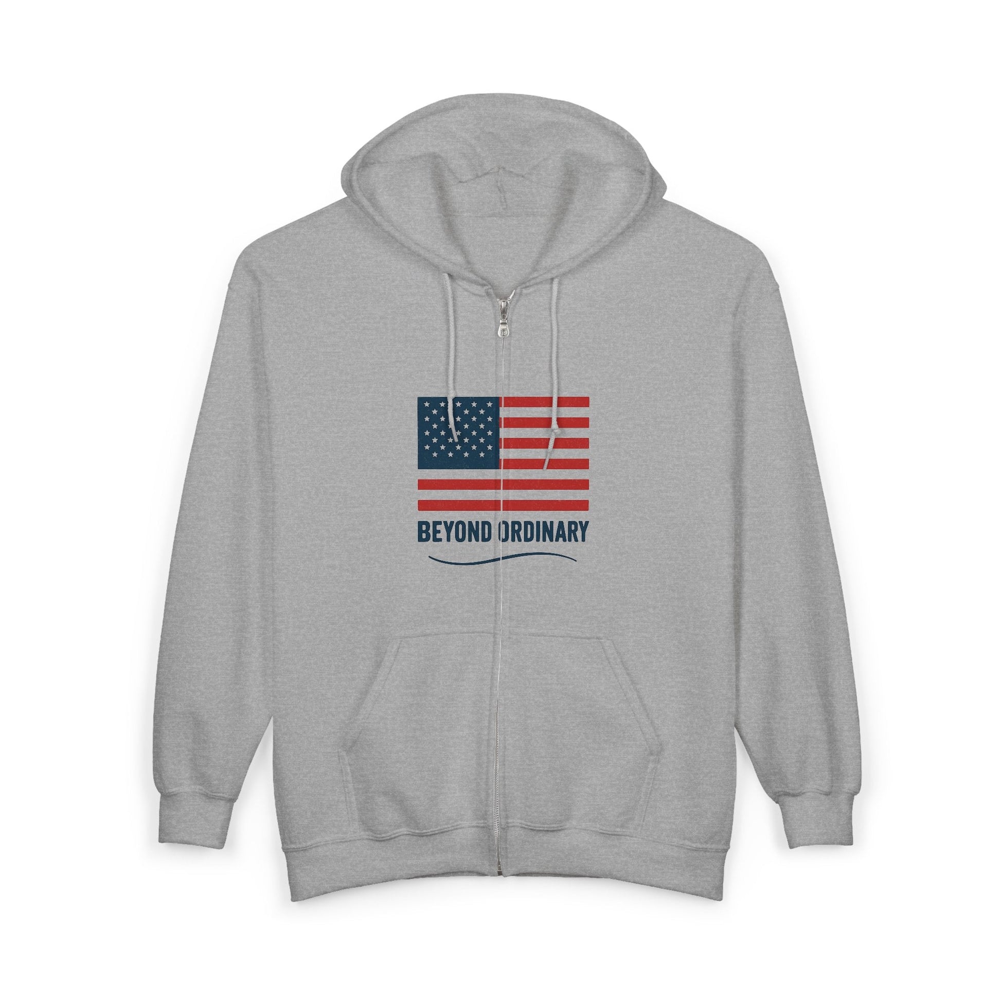American Flag Zip Hoodie for Comfort and Style, Beyond Ordinary, Unisex Hooded Sweatshirt, Patriotic Apparel, - Trendy Life Gadgets