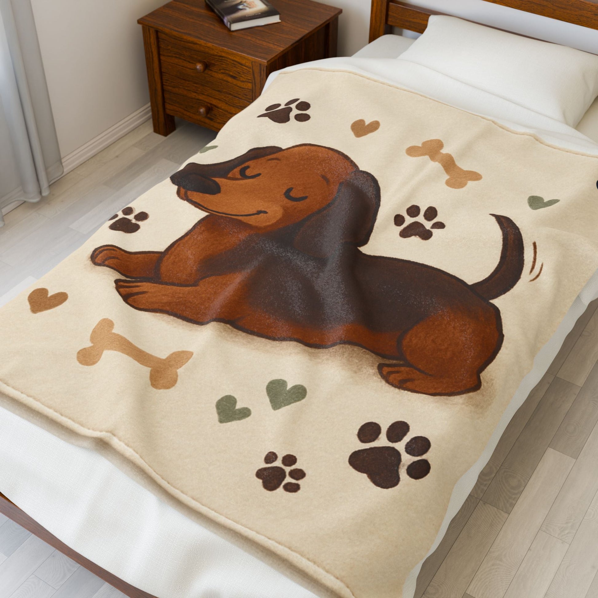 Cozy Dachshund Velveteen Plush Blanket, Dog Lover Gift, Pet Themed Home Decor, Snuggle Warmth, Perfect for Dog Birthdays, and Winter Nights - Trendy Life Gadgets