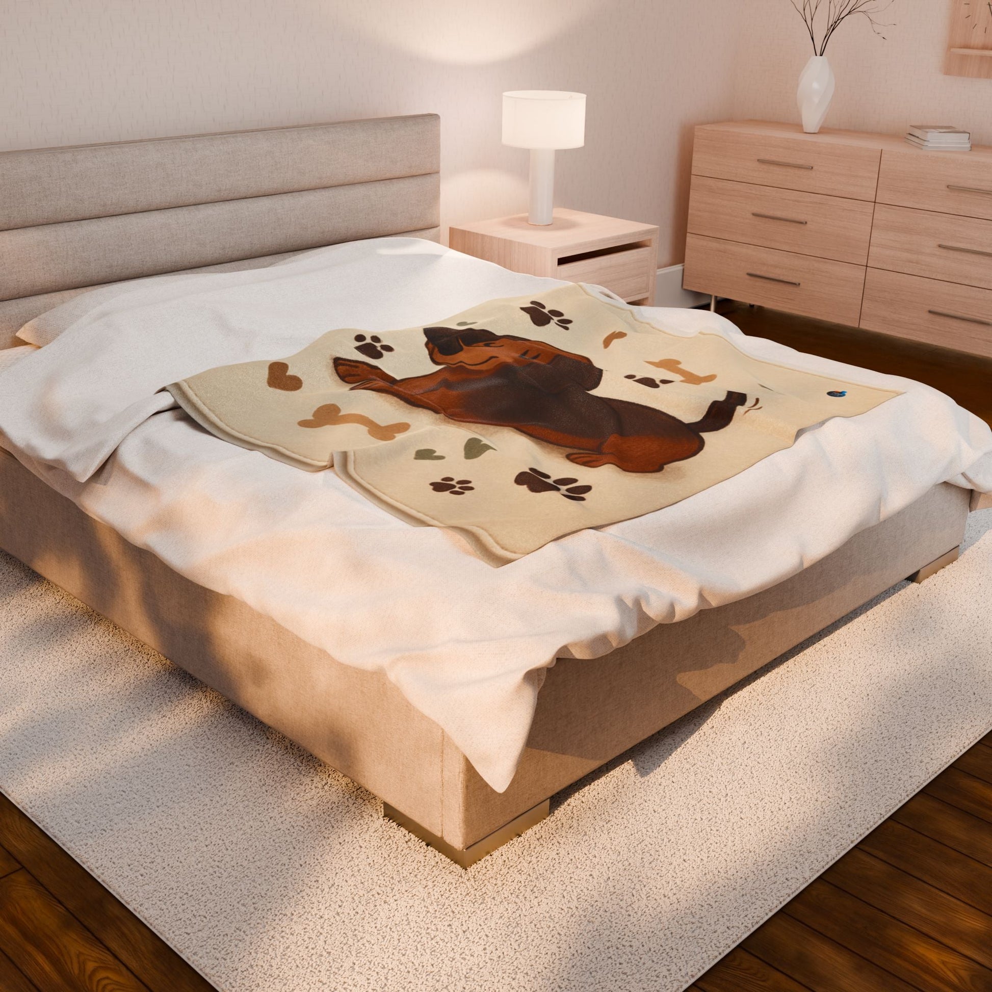 Cozy Dachshund Velveteen Plush Blanket, Dog Lover Gift, Pet Themed Home Decor, Snuggle Warmth, Perfect for Dog Birthdays, and Winter Nights - Trendy Life Gadgets