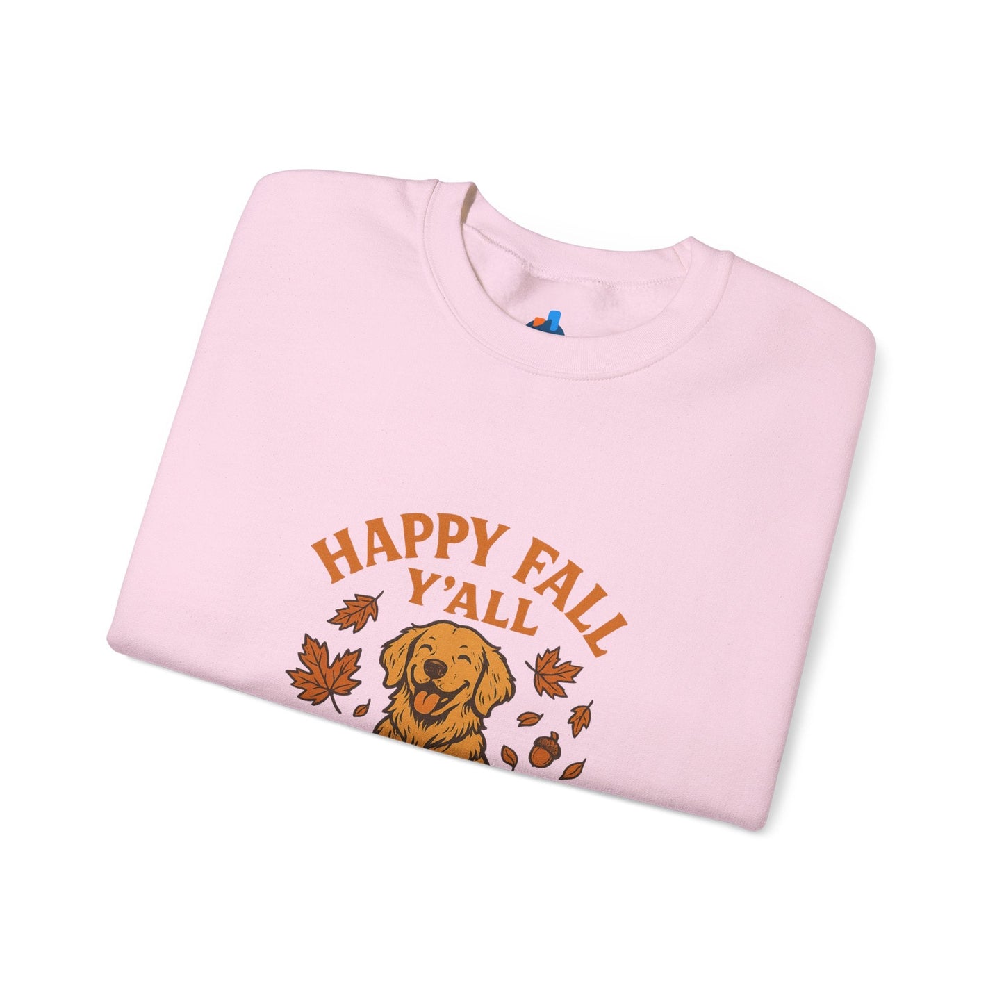 Fall - Themed Sweatshirt with Happy Fall Y'all Design, Cozy Autumn Wear, Dog Lover Gift, Thanksgiving Apparel, By Trendy Life Gadgets - Trendy Life Gadgets