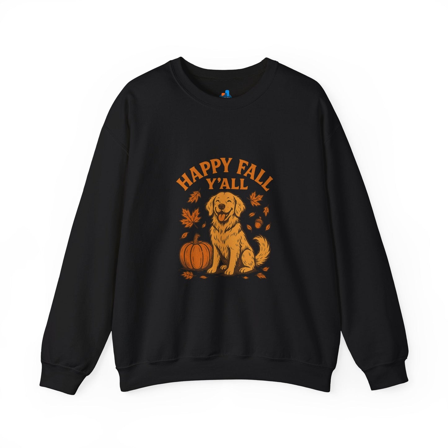 Fall - Themed Sweatshirt with Happy Fall Y'all Design, Cozy Autumn Wear, Dog Lover Gift, Thanksgiving Apparel, By Trendy Life Gadgets - Trendy Life Gadgets