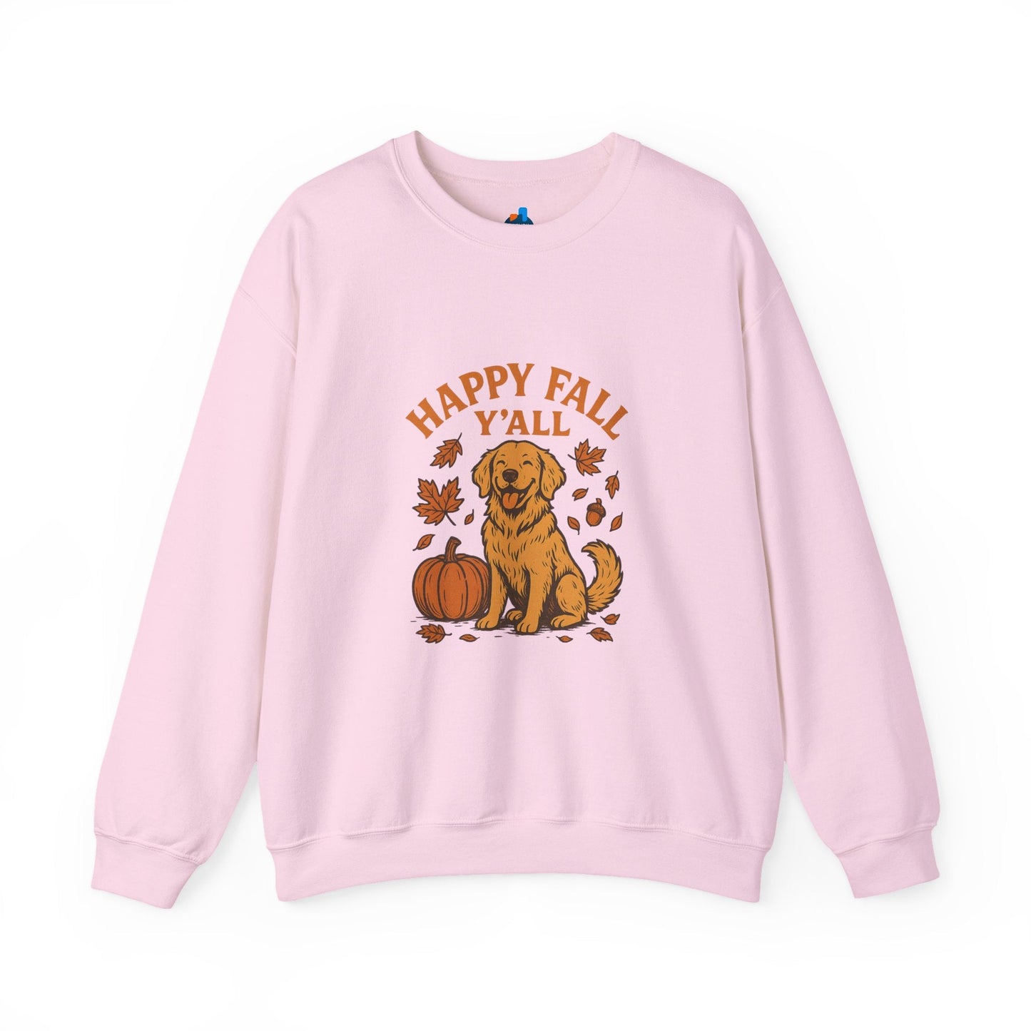 Fall - Themed Sweatshirt with Happy Fall Y'all Design, Cozy Autumn Wear, Dog Lover Gift, Thanksgiving Apparel, By Trendy Life Gadgets - Trendy Life Gadgets