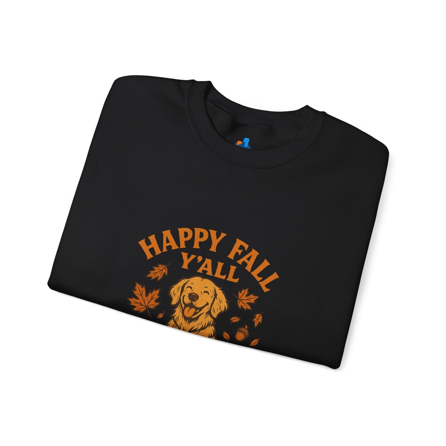 Fall - Themed Sweatshirt with Happy Fall Y'all Design, Cozy Autumn Wear, Dog Lover Gift, Thanksgiving Apparel, By Trendy Life Gadgets - Trendy Life Gadgets