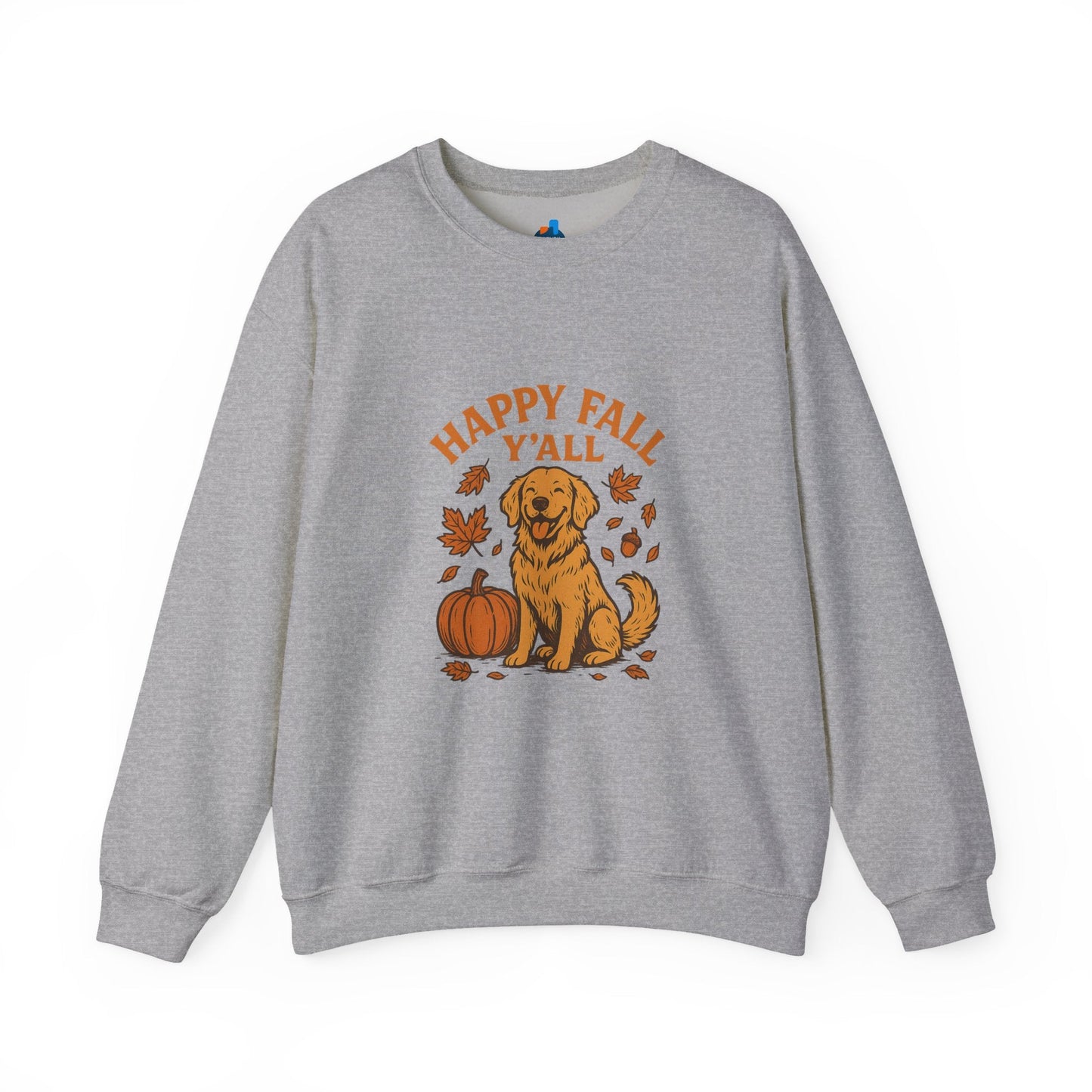 Fall - Themed Sweatshirt with Happy Fall Y'all Design, Cozy Autumn Wear, Dog Lover Gift, Thanksgiving Apparel, By Trendy Life Gadgets - Trendy Life Gadgets