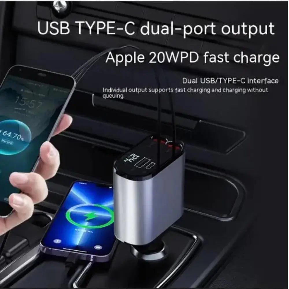 FAST 100W Car Phone Charger Lighter USB And TYPE - C Adapter - Trendy Life Gadgets