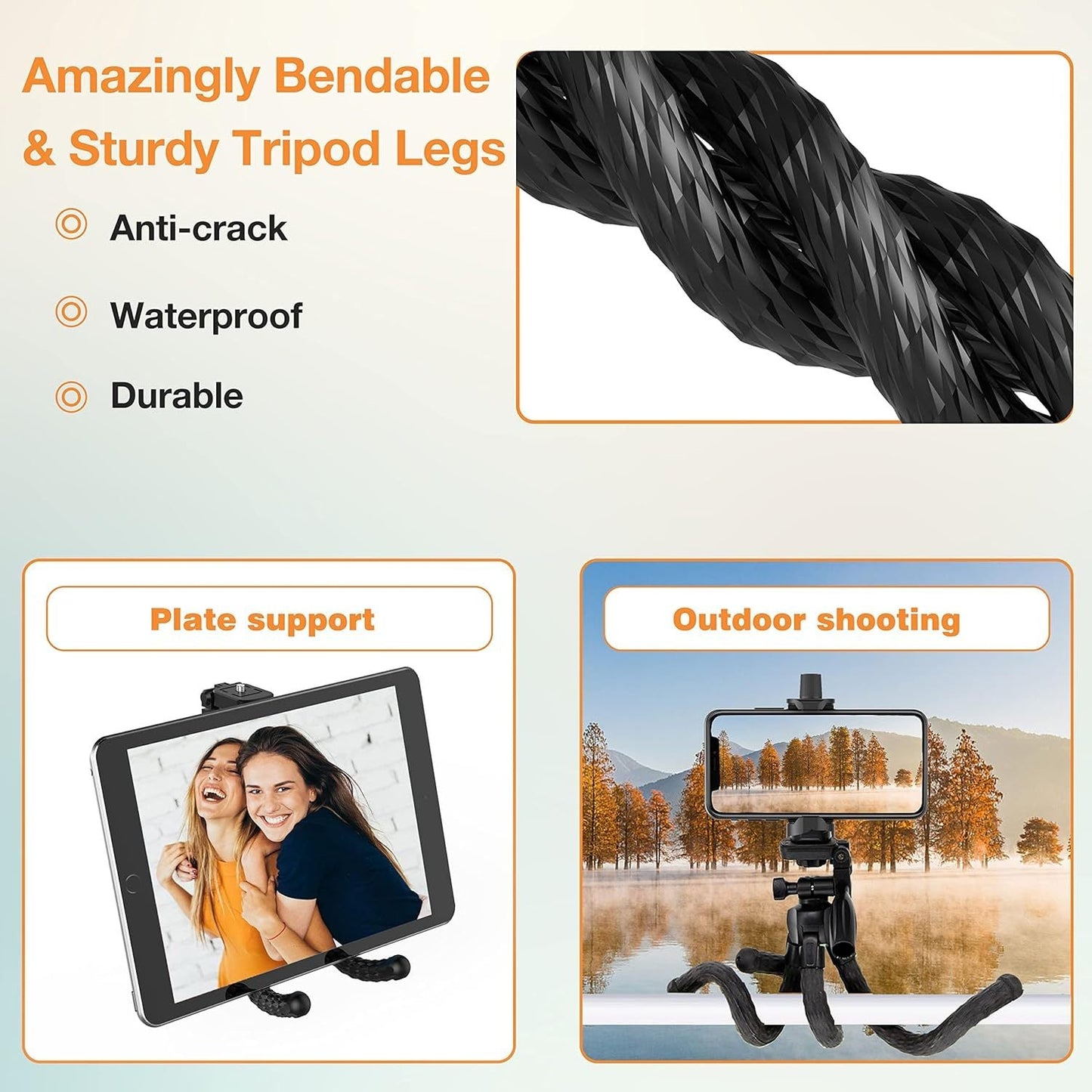 Flexible Phone Tripod Selfie Stick, Octopus Camera Tripod Travel Tripod Flexible Legs For Android Camera Stick Video Recording Vlog - Trendy Life Gadgets