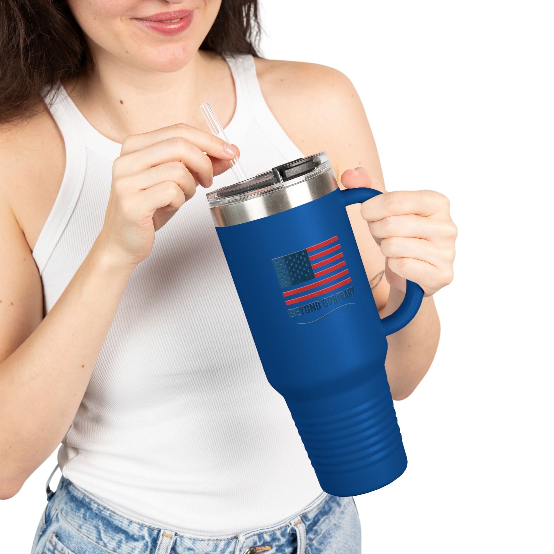 Insulated Travel Mug - 40oz American Flag Design - Beyond Ordinary Coffee Cup for Road Trips, Outdoor Adventures, Gifts - Trendy Life Gadgets