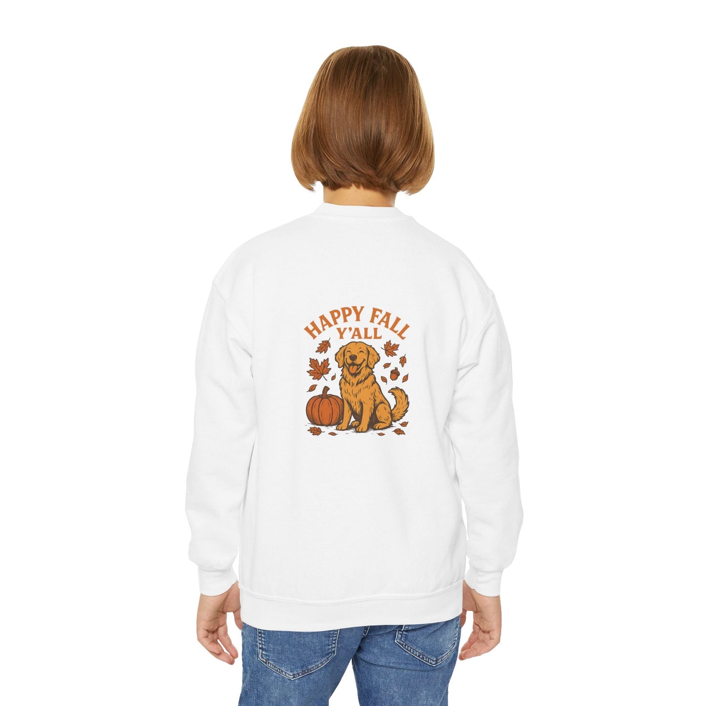 It's Fall Ya'll Youth Crewneck Sweatshirt - Festive Fall and Halloween Design Crewneck by Trendy Life Gadgets - Trendy Life Gadgets