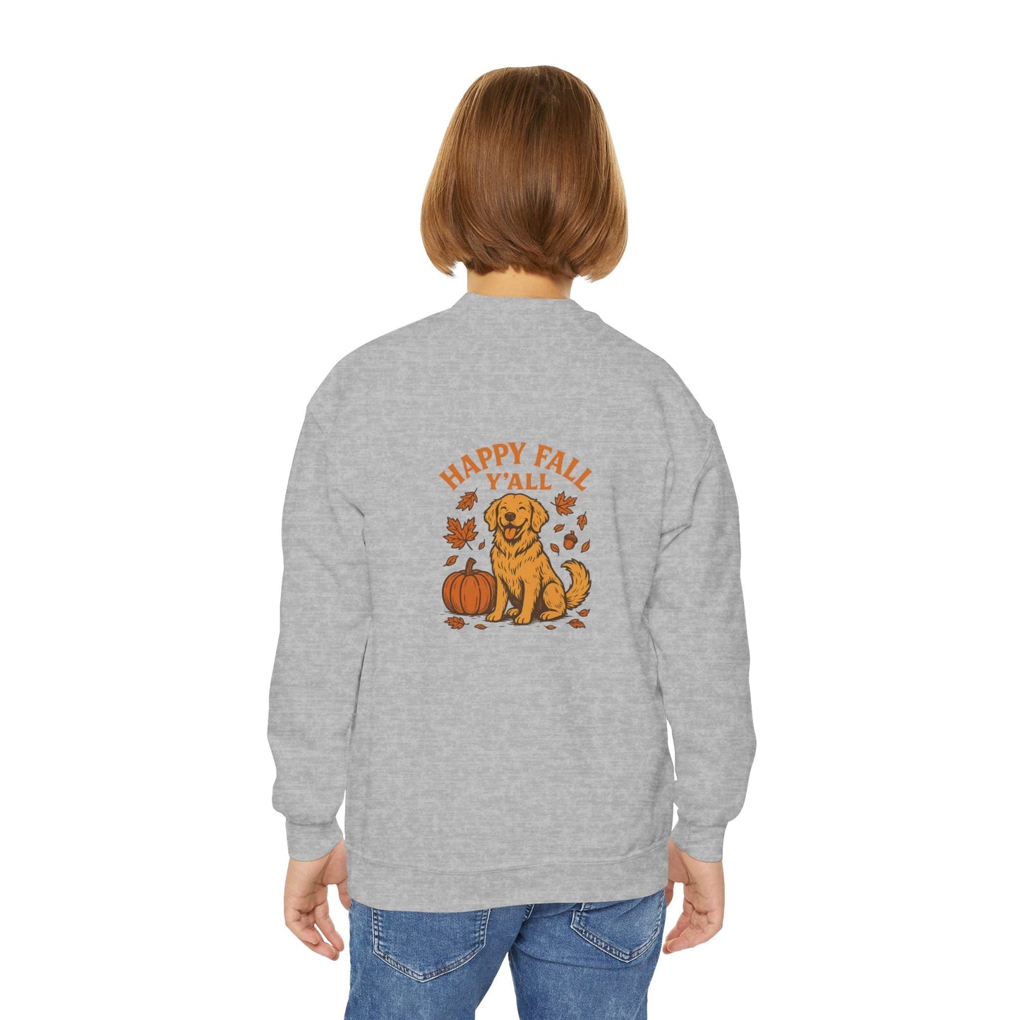 It's Fall Ya'll Youth Crewneck Sweatshirt - Festive Fall and Halloween Design Crewneck by Trendy Life Gadgets - Trendy Life Gadgets