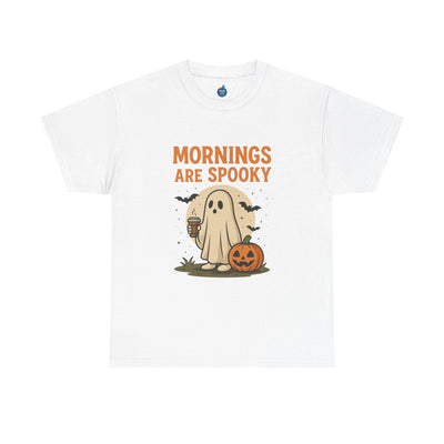 Mornings Are Spooky T-Shirt - Cute Halloween Graphic Tee For Fall, Cozy Ghost Shirt By Trendy Life Gadgets. - Trendy Life Gadgets