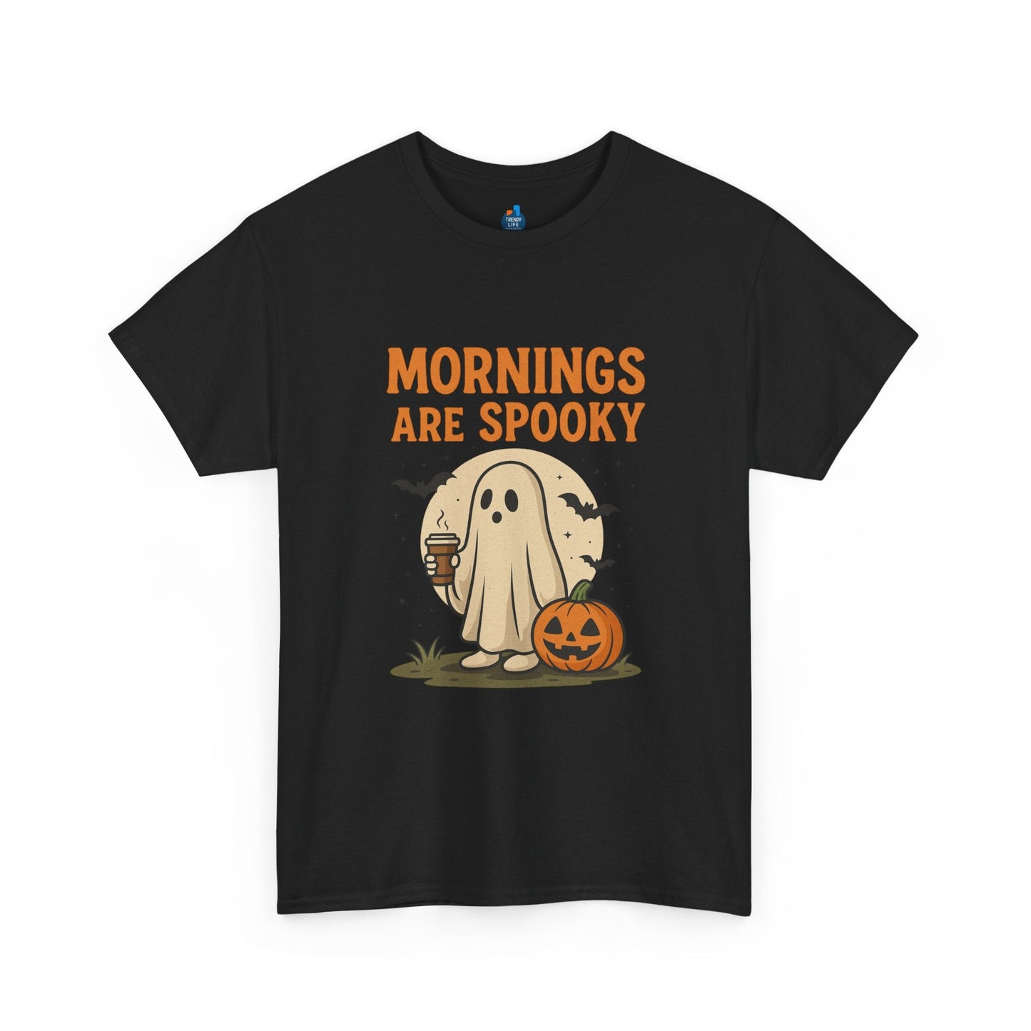 Mornings Are Spooky T-Shirt - Cute Halloween Graphic Tee For Fall, Cozy Ghost Shirt By Trendy Life Gadgets. - Trendy Life Gadgets