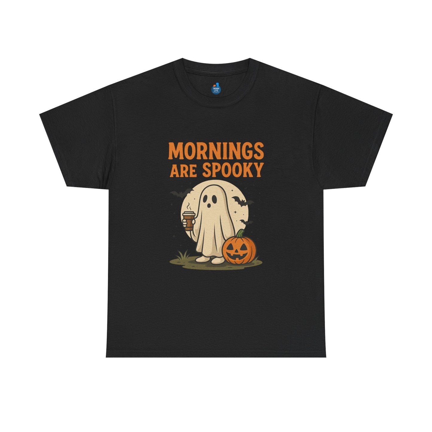 Mornings Are Spooky T-Shirt - Cute Halloween Graphic Tee For Fall, Cozy Ghost Shirt By Trendy Life Gadgets. - Trendy Life Gadgets