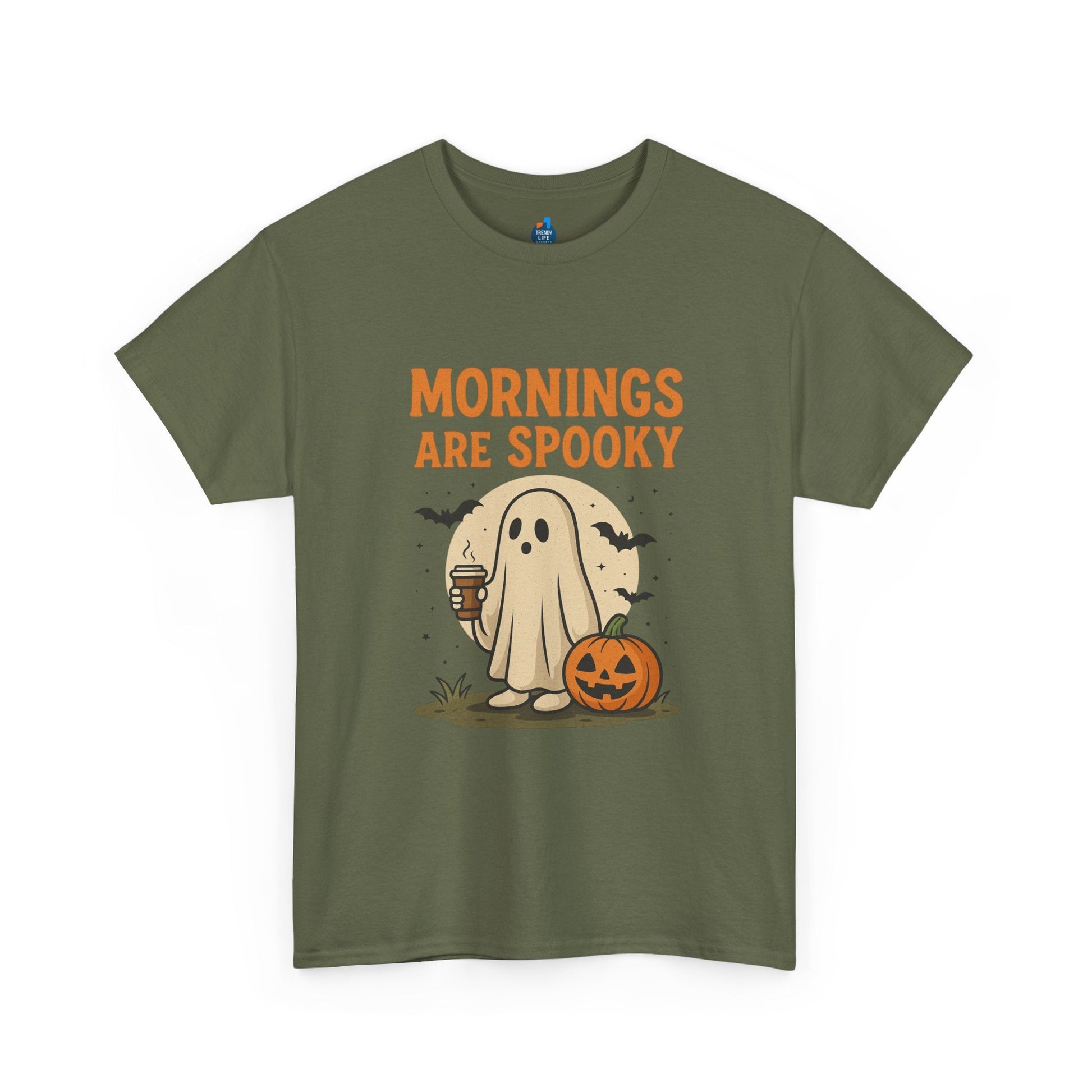 Mornings Are Spooky T-Shirt - Cute Halloween Graphic Tee For Fall, Cozy Ghost Shirt By Trendy Life Gadgets. - Trendy Life Gadgets