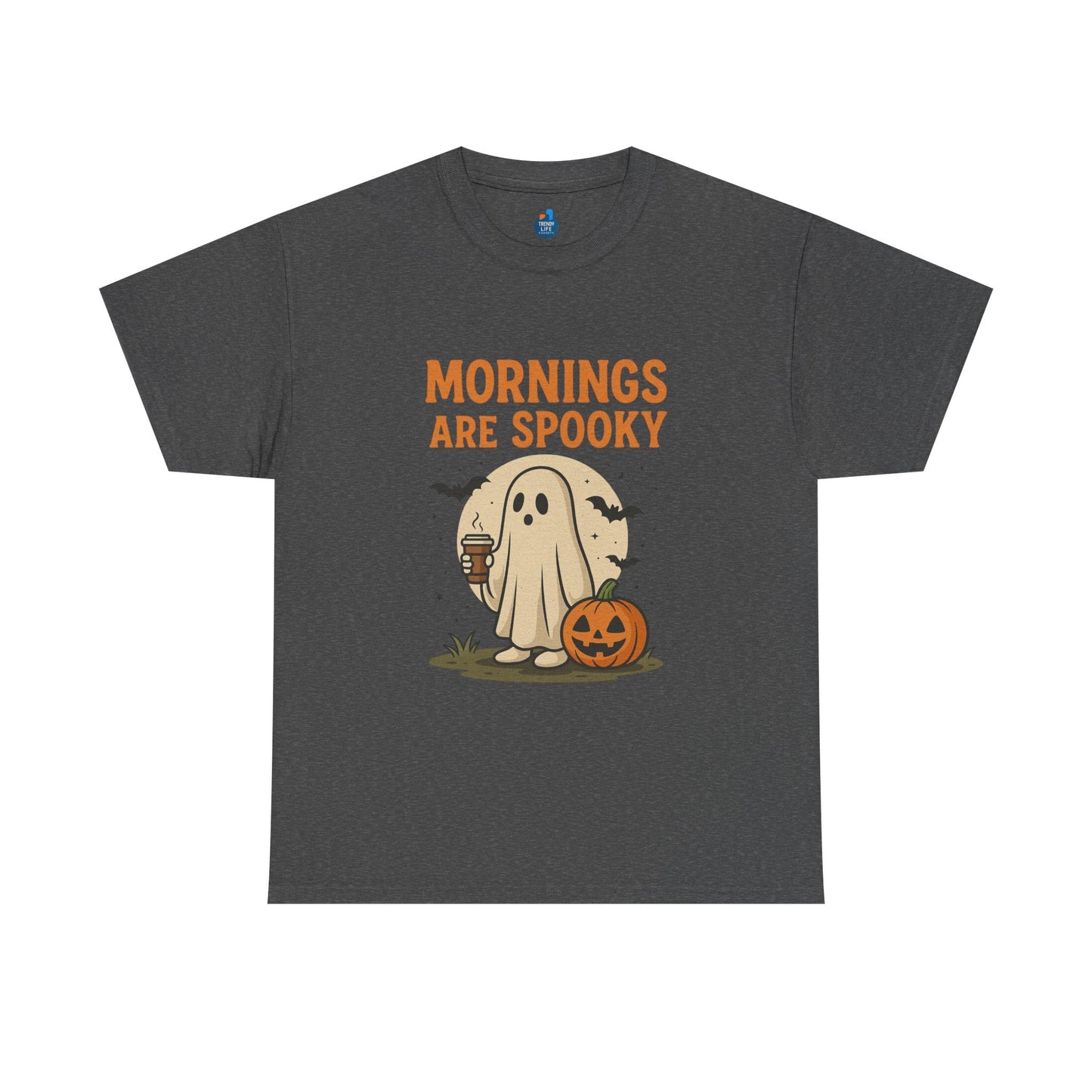 Mornings Are Spooky T-Shirt - Cute Halloween Graphic Tee For Fall, Cozy Ghost Shirt By Trendy Life Gadgets. - Trendy Life Gadgets
