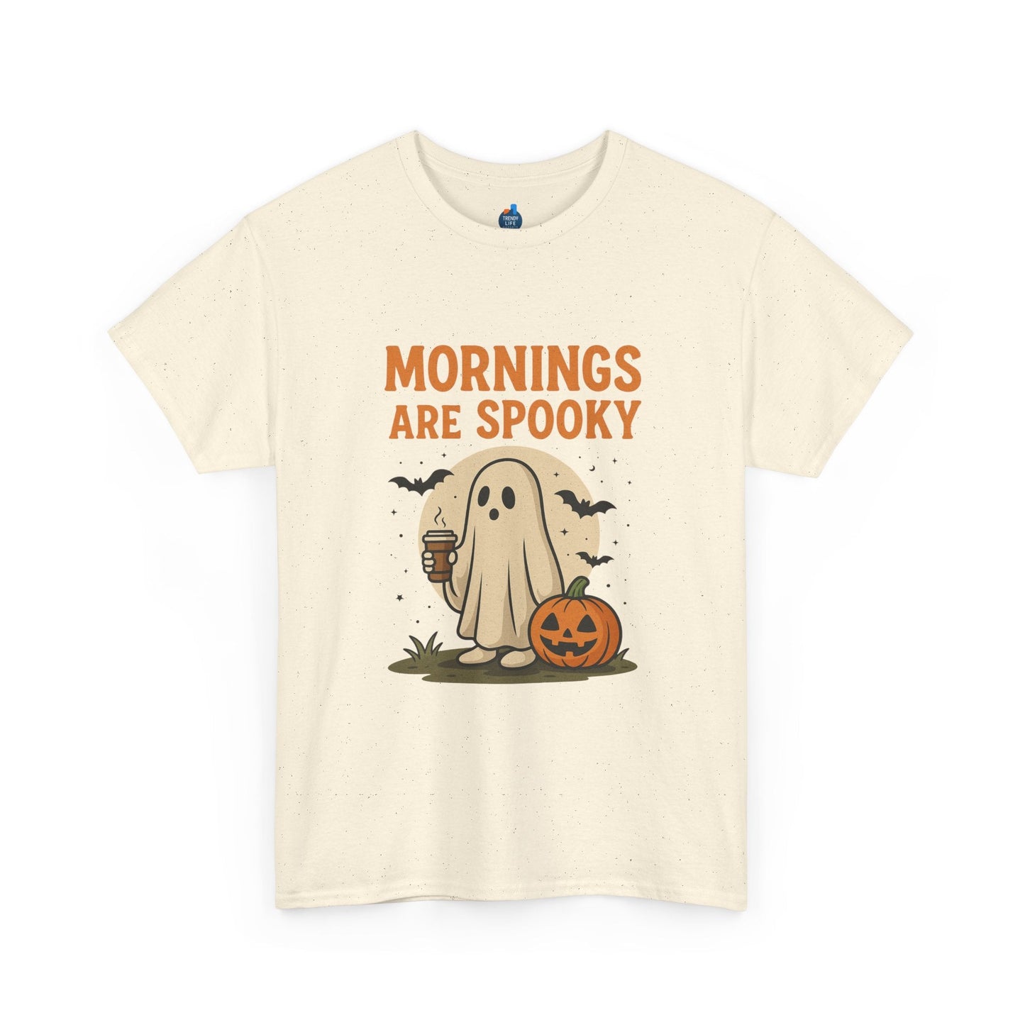 Mornings Are Spooky T-Shirt - Cute Halloween Graphic Tee For Fall, Cozy Ghost Shirt By Trendy Life Gadgets. - Trendy Life Gadgets