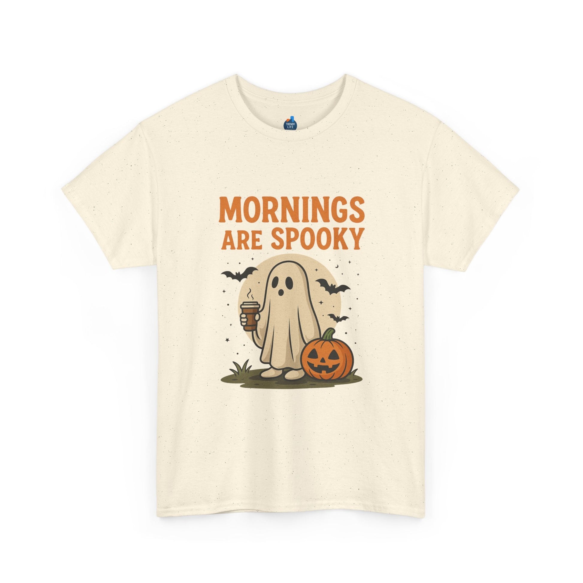 Mornings Are Spooky T-Shirt - Cute Halloween Graphic Tee For Fall, Cozy Ghost Shirt By Trendy Life Gadgets. - Trendy Life Gadgets