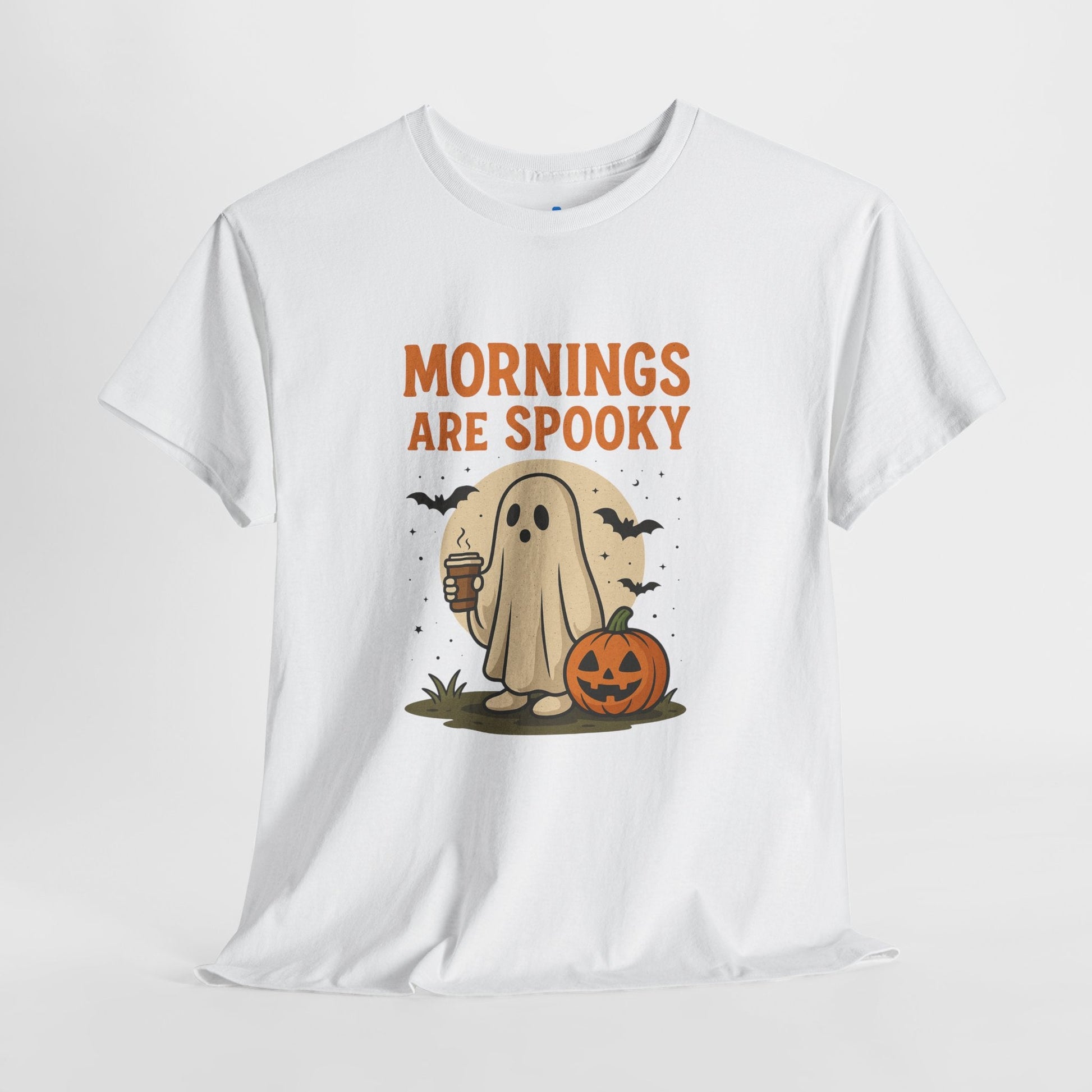 Mornings Are Spooky T-Shirt - Cute Halloween Graphic Tee For Fall, Cozy Ghost Shirt By Trendy Life Gadgets. - Trendy Life Gadgets