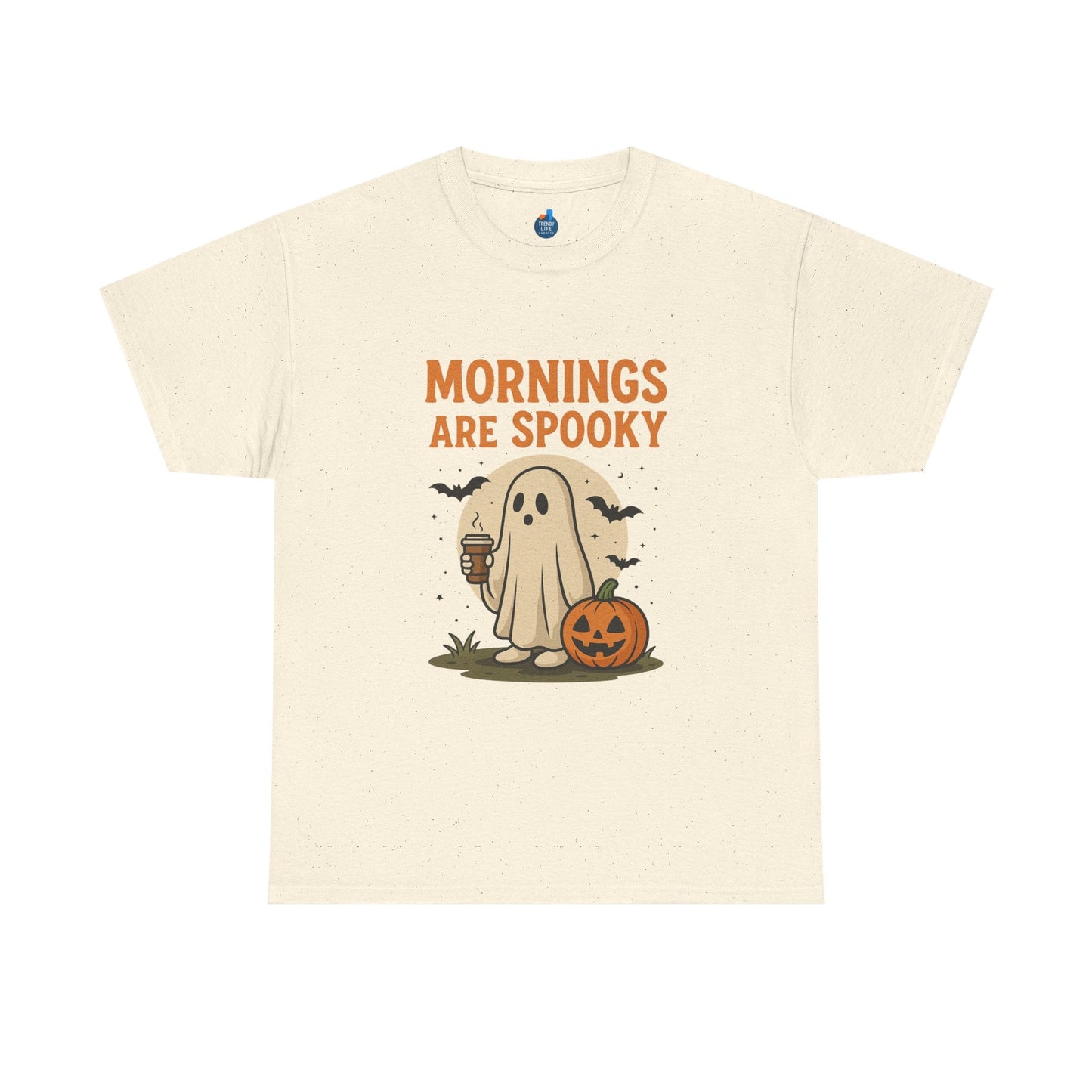 Mornings Are Spooky T-Shirt - Cute Halloween Graphic Tee For Fall, Cozy Ghost Shirt By Trendy Life Gadgets. - Trendy Life Gadgets