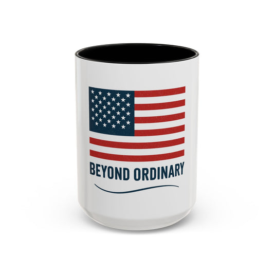 Patriotic Accent Coffee Mug - Beyond Ordinary, Gifts for Veterans, Red White Blue Drinkware, USA Flag Mug, 4th of July Coffee Cup - Trendy Life Gadgets