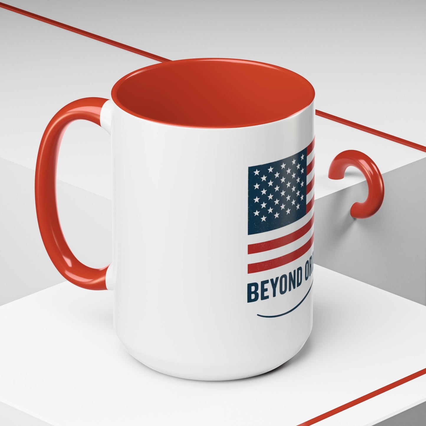 Patriotic Accent Coffee Mug - Beyond Ordinary, Gifts for Veterans, Red White Blue Drinkware, USA Flag Mug, 4th of July Coffee Cup - Trendy Life Gadgets