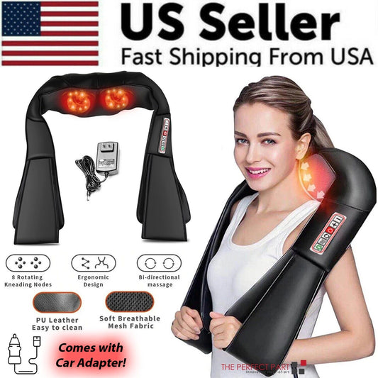 Shiatsu Back Neck and Shoulder Massager with Heat Deep Tissue 3D Kneading Pillow - Trendy Life Gadgets