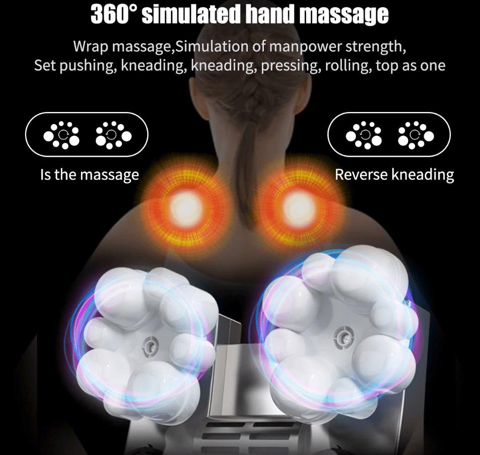 Shiatsu Back Neck and Shoulder Massager with Heat Deep Tissue 3D Kneading Pillow - Trendy Life Gadgets