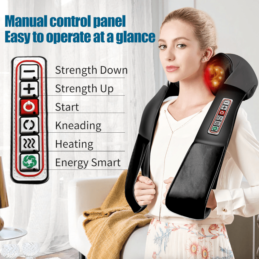 Shiatsu Back Neck and Shoulder Massager with Heat Deep Tissue 3D Kneading Pillow - Trendy Life Gadgets