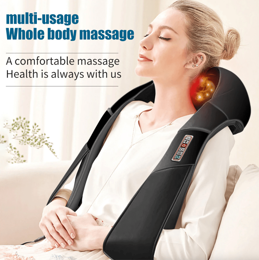 Shiatsu Back Neck and Shoulder Massager with Heat Deep Tissue 3D Kneading Pillow - Trendy Life Gadgets