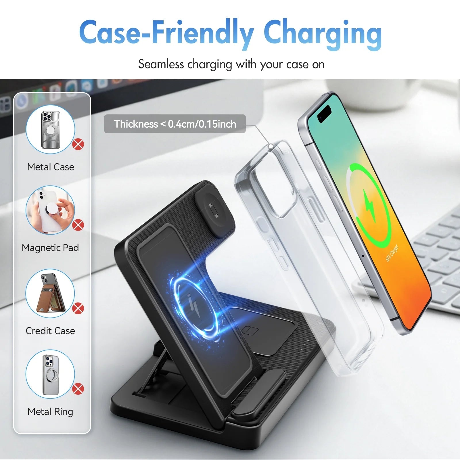Wirelss Chargering Station, Magnetic Charging Station Compatible with Iphone, Airpods, and Apple Watch - Trendy Life Gadgets