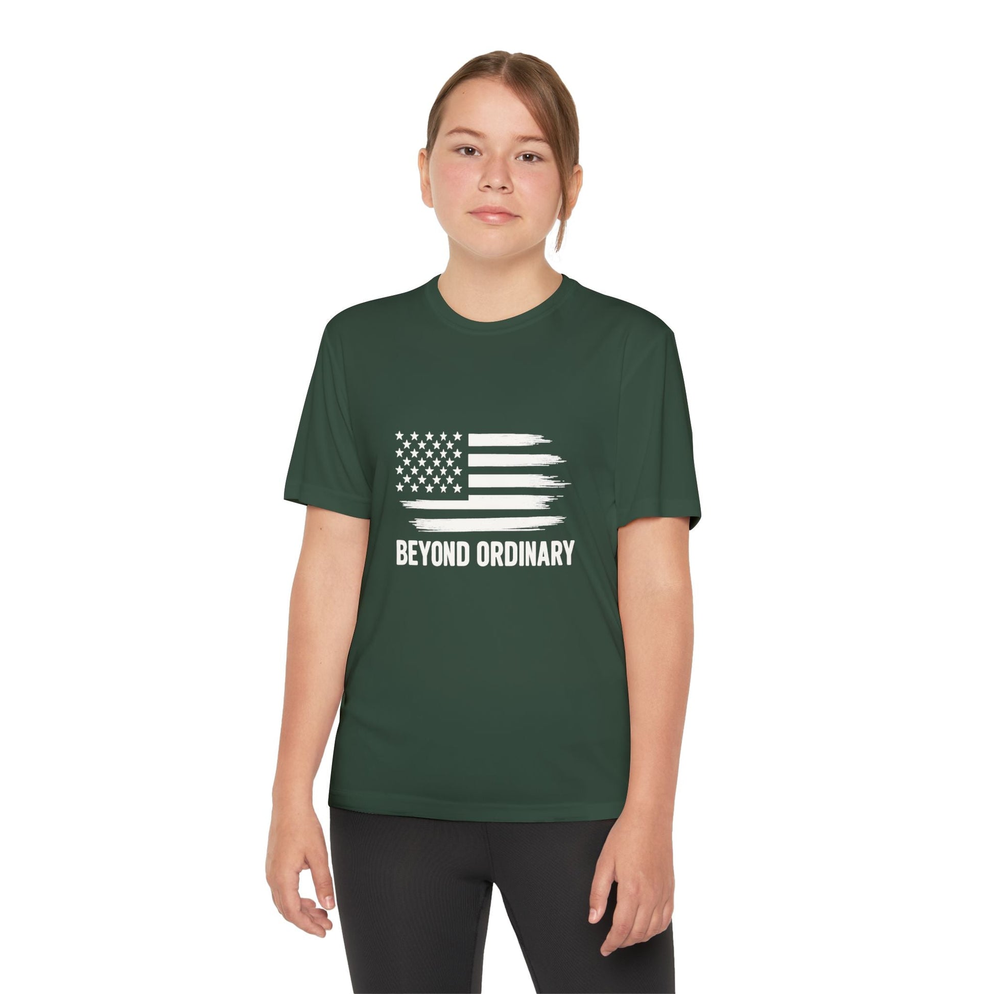 Youth Athletic T-Shirt | Perfect for Sports, Training, and Competitions | Lightweight, Breathable, Performance Wear, Beyond Ordinary American Flag By Trendy Life Gadgets - Trendy Life Gadgets