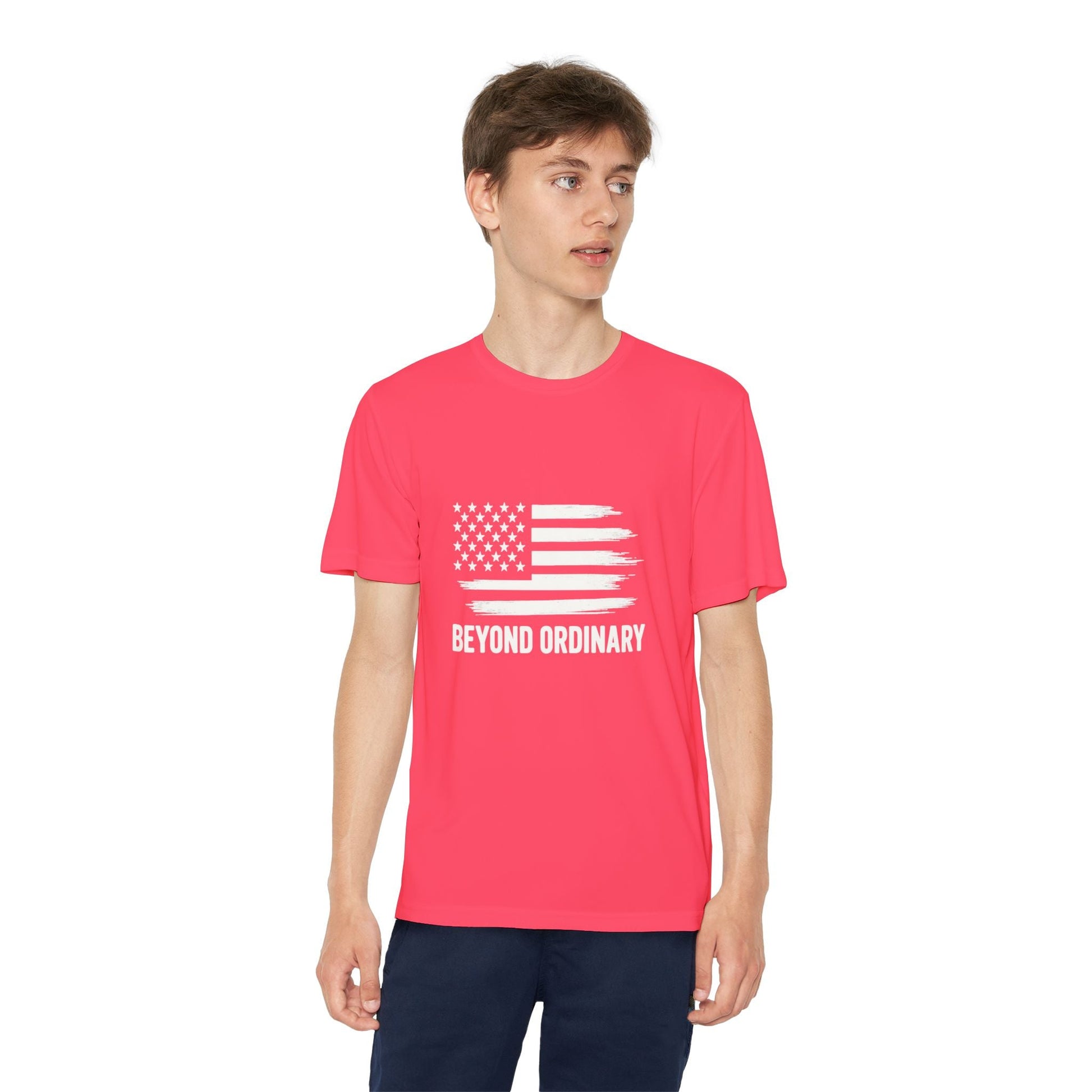 Youth Athletic T-Shirt | Perfect for Sports, Training, and Competitions | Lightweight, Breathable, Performance Wear, Beyond Ordinary American Flag By Trendy Life Gadgets - Trendy Life Gadgets