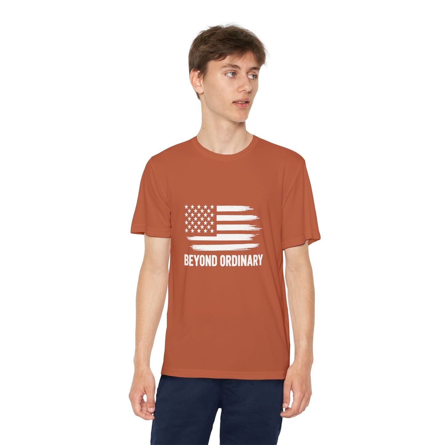 Youth Athletic T-Shirt | Perfect for Sports, Training, and Competitions | Lightweight, Breathable, Performance Wear, Beyond Ordinary American Flag By Trendy Life Gadgets - Trendy Life Gadgets