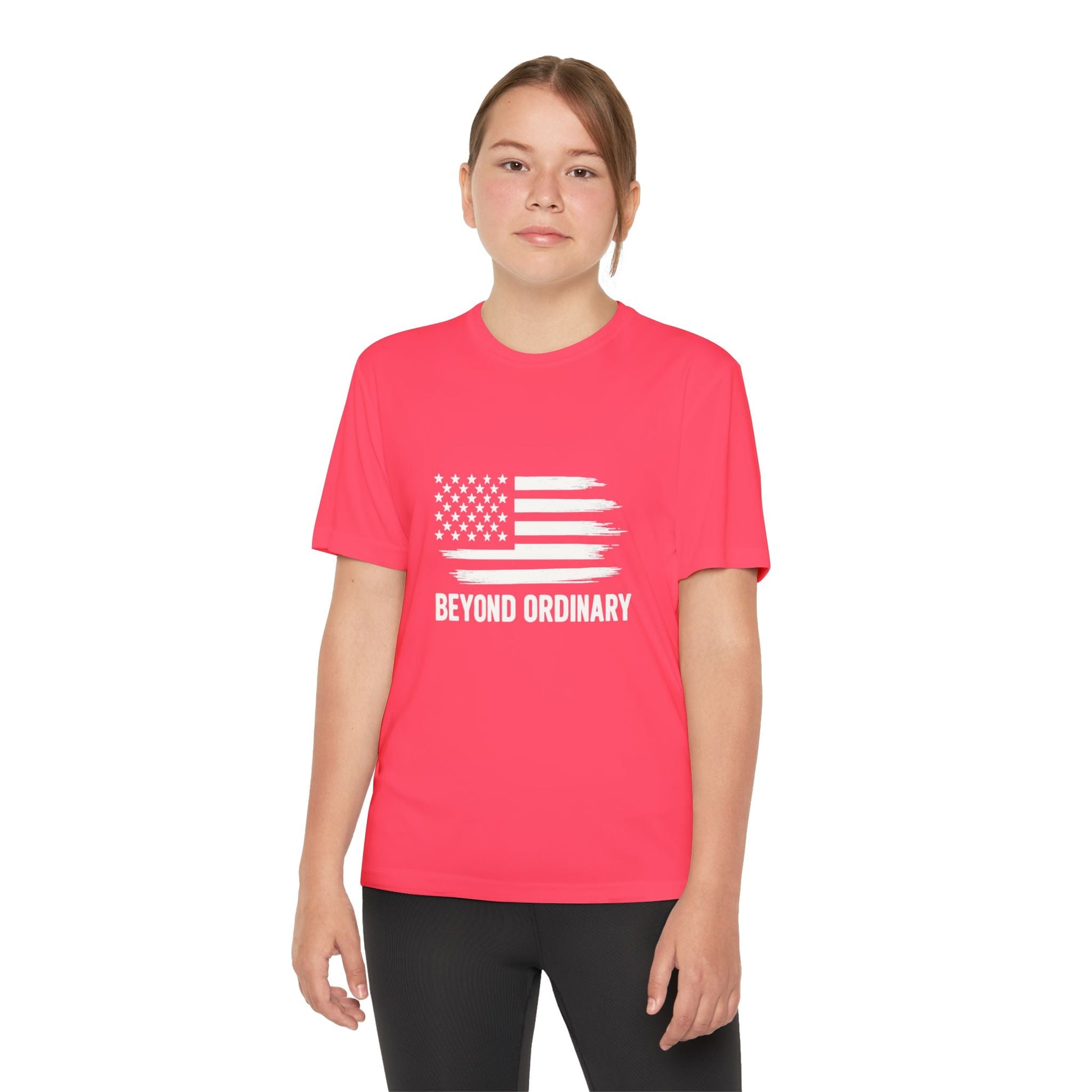 Youth Athletic T-Shirt | Perfect for Sports, Training, and Competitions | Lightweight, Breathable, Performance Wear, Beyond Ordinary American Flag By Trendy Life Gadgets - Trendy Life Gadgets