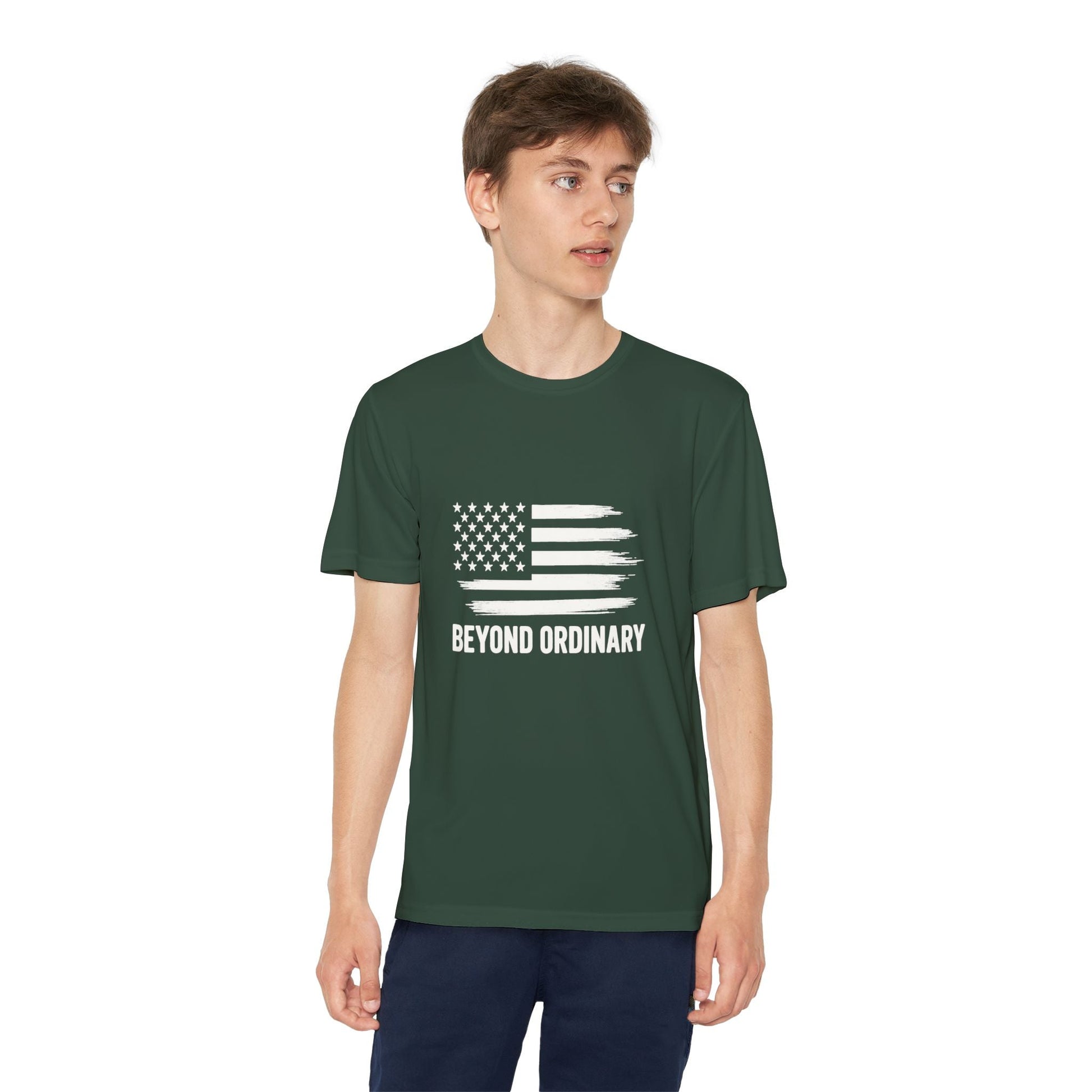 Youth Athletic T-Shirt | Perfect for Sports, Training, and Competitions | Lightweight, Breathable, Performance Wear, Beyond Ordinary American Flag By Trendy Life Gadgets - Trendy Life Gadgets