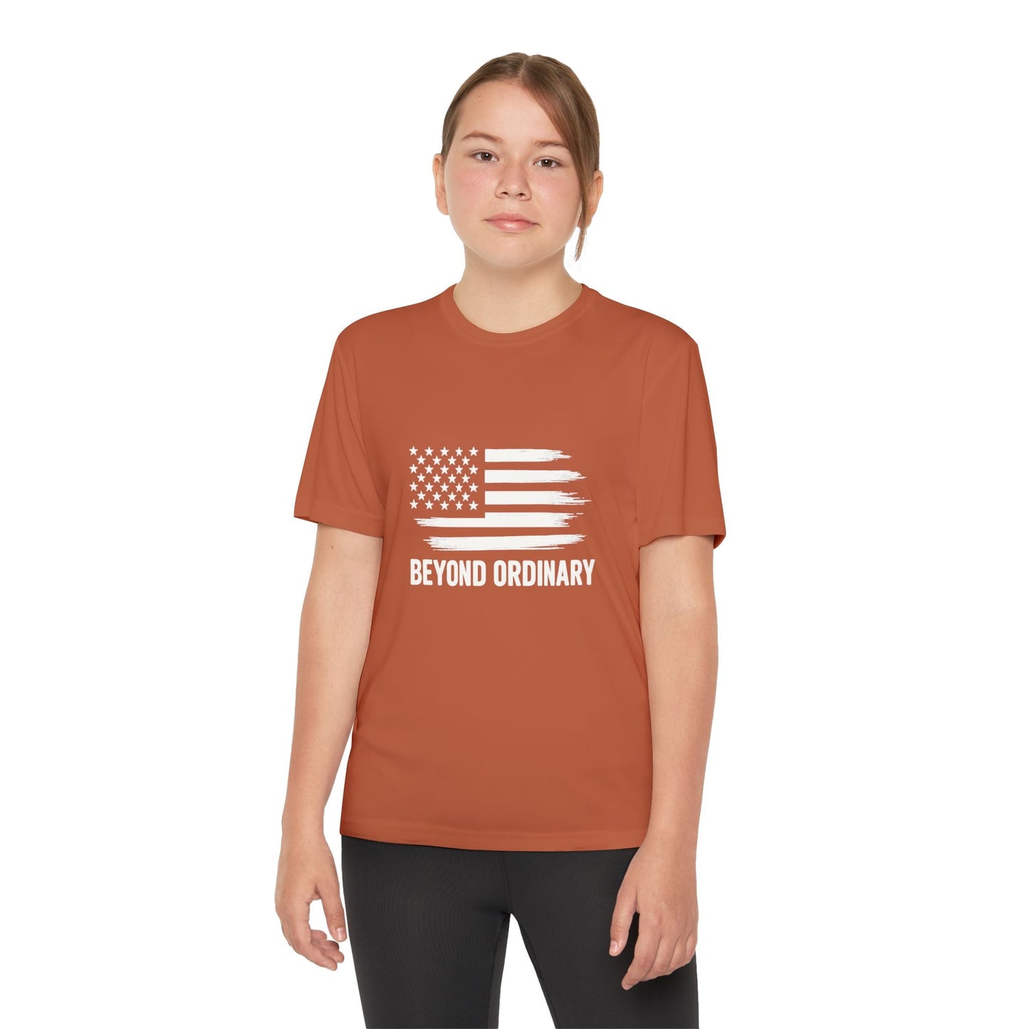 Youth Athletic T-Shirt | Perfect for Sports, Training, and Competitions | Lightweight, Breathable, Performance Wear, Beyond Ordinary American Flag By Trendy Life Gadgets - Trendy Life Gadgets