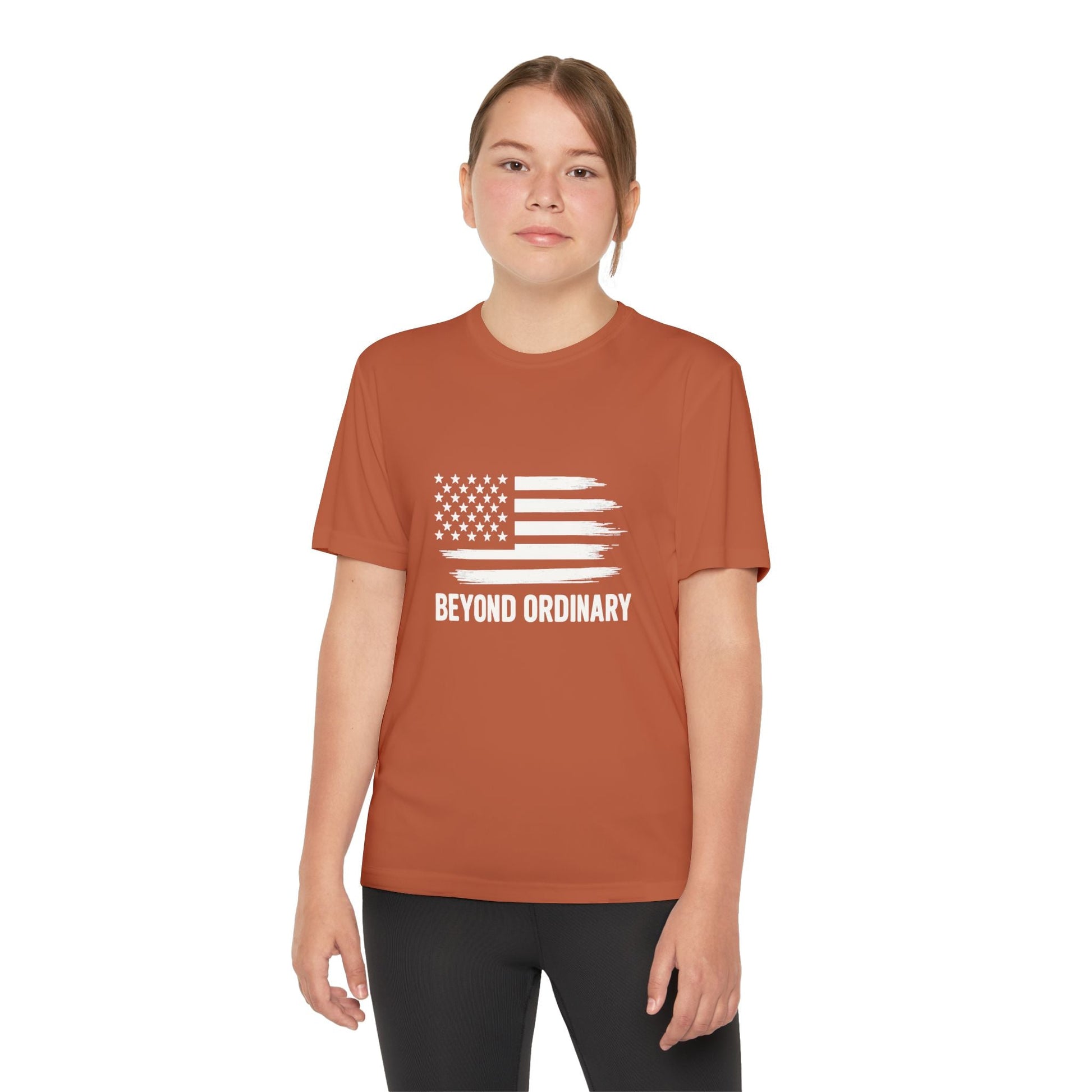 Youth Athletic T-Shirt | Perfect for Sports, Training, and Competitions | Lightweight, Breathable, Performance Wear, Beyond Ordinary American Flag By Trendy Life Gadgets - Trendy Life Gadgets