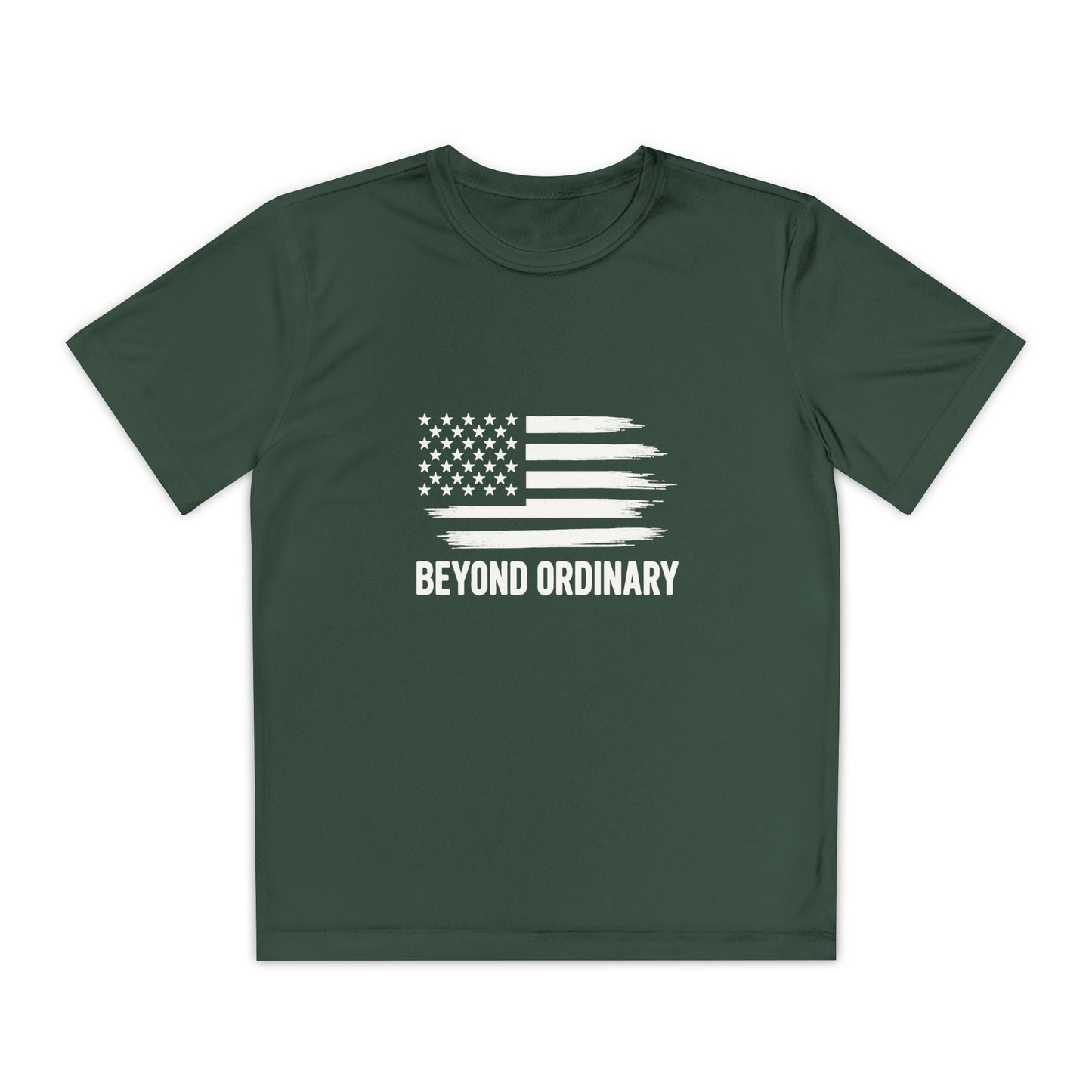 Youth Athletic T-Shirt | Perfect for Sports, Training, and Competitions | Lightweight, Breathable, Performance Wear, Beyond Ordinary American Flag By Trendy Life Gadgets - Trendy Life Gadgets