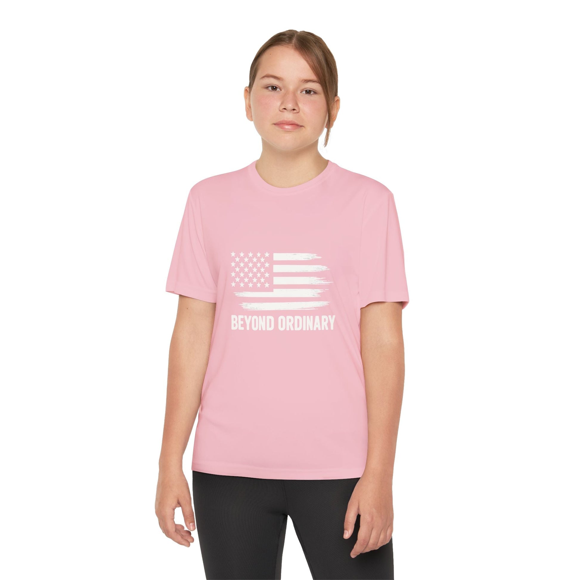 Youth Athletic T-Shirt | Perfect for Sports, Training, and Competitions | Lightweight, Breathable, Performance Wear, Beyond Ordinary American Flag By Trendy Life Gadgets - Trendy Life Gadgets