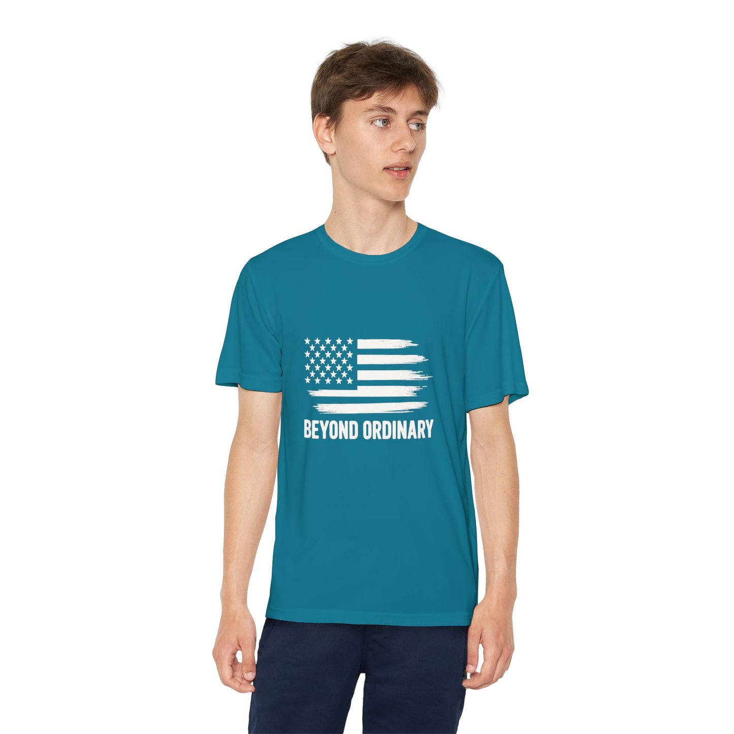 Youth Athletic T-Shirt | Perfect for Sports, Training, and Competitions | Lightweight, Breathable, Performance Wear, Beyond Ordinary American Flag By Trendy Life Gadgets - Trendy Life Gadgets
